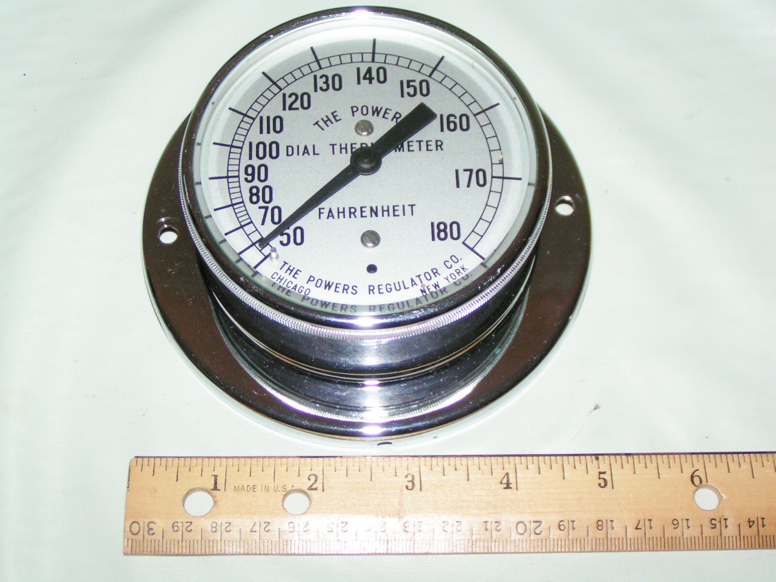Vintage The Powers REGULATOR Co. 50-180° Fahrenheit Dial Thermometer #24093