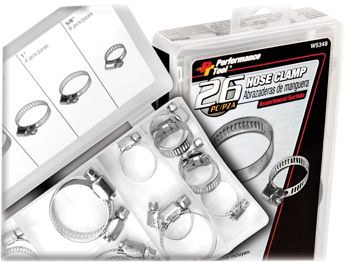 PERFORMANCE TOOL Hose Clamps - Assortment - 26-Piece W5348