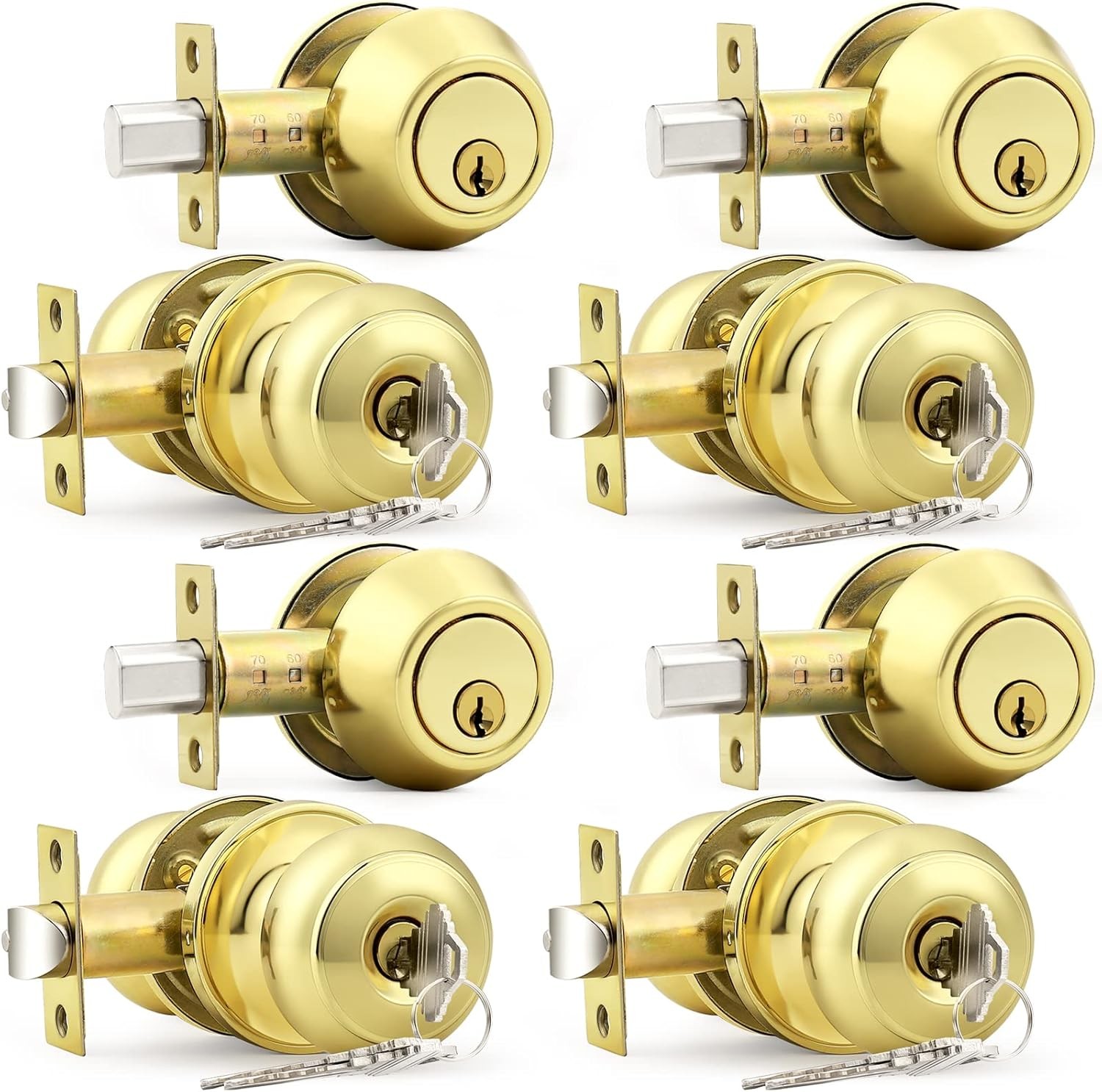 Entry Door Knobs Lock Set & Single Cylinder Deadbolt Combination Set Entry Door