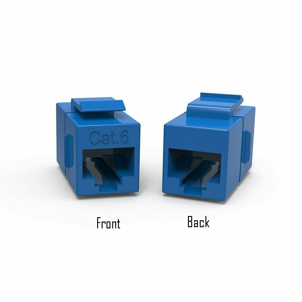 2 x CAT6 Keystone Ethernet RJ45 Network Coupler Cable Wall Plate Extender Blue