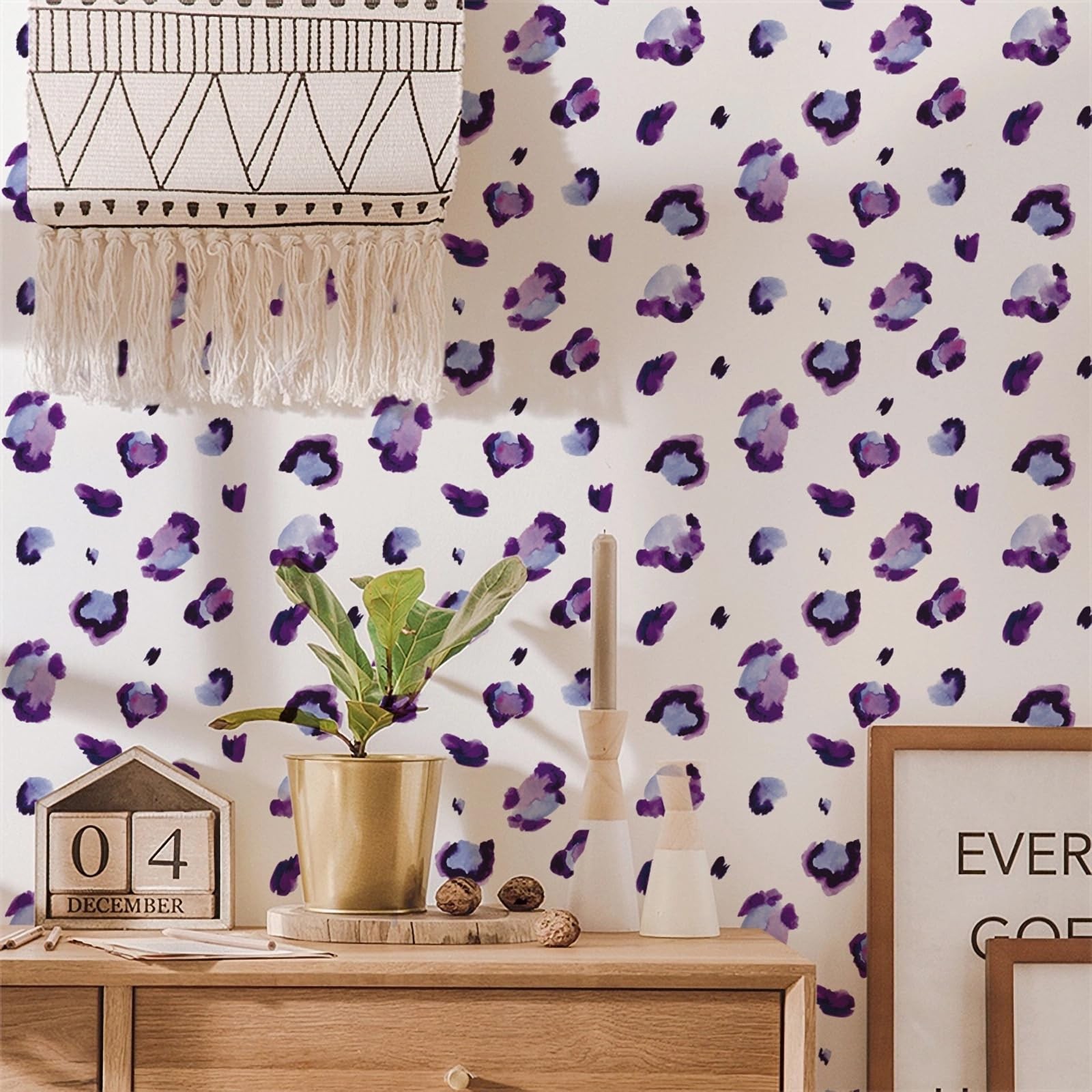 6 Sheets 180 Pcs Purple Leopard Print Wall Stickers, sacinora Animal
