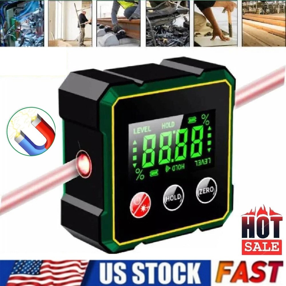 Magnetic Digital Angle Finder With Electronic Laser Protractor Inclinometer - US