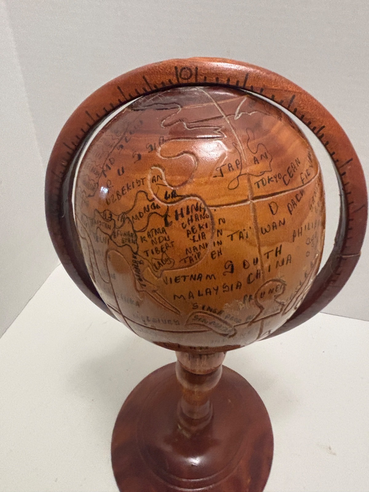 Handmade Rustic Terrestrial World Globe 14" Rotating Decorative
