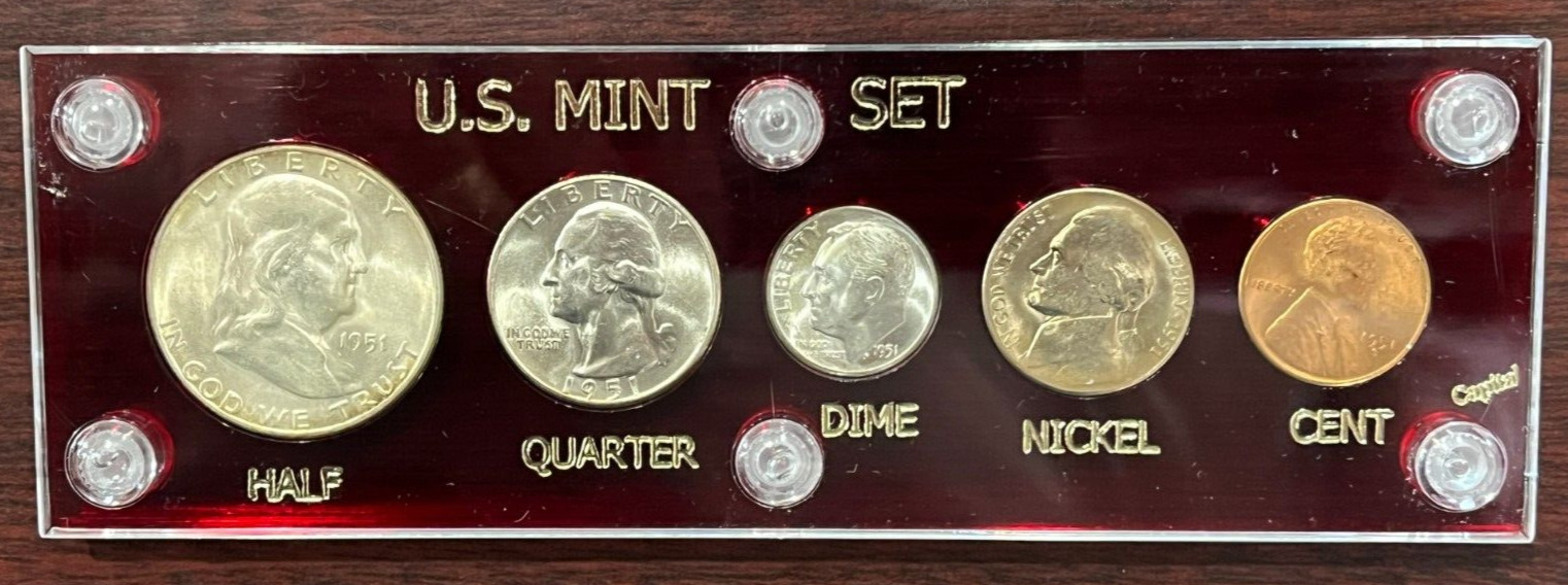 1951-S BU 5 coin year set with Luster - 25C FS-502 RPM _ Capital Holder