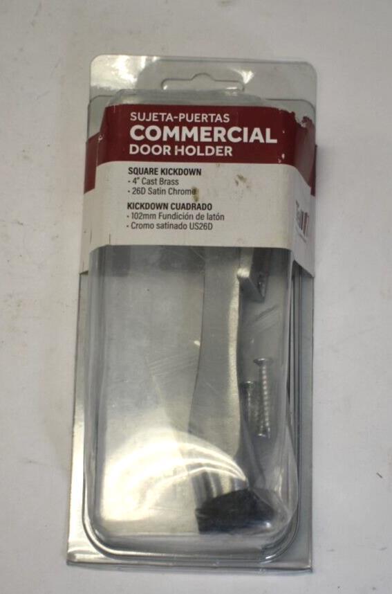 Tell Doors & Hardware Hinged Kick Down Door Stop 4" Cast Iron Brass Satin Chrome