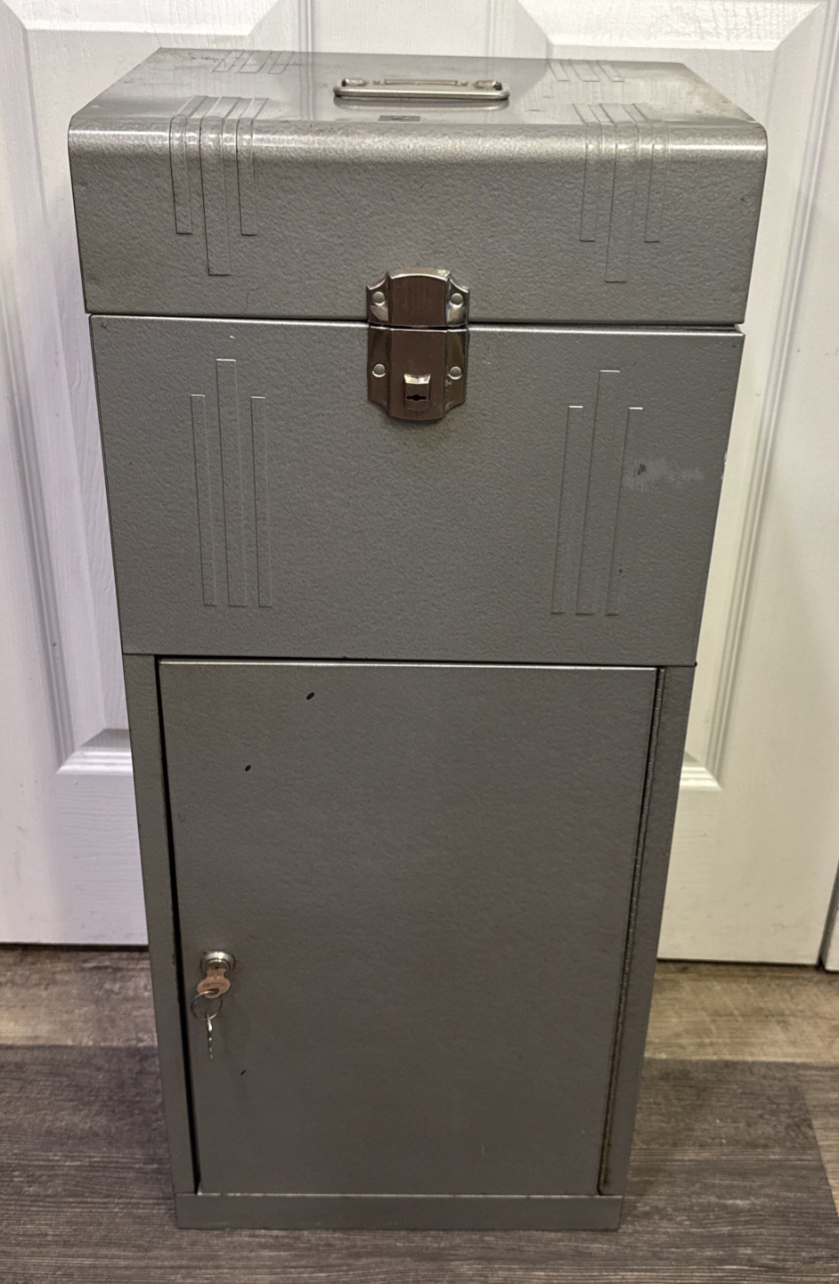 Vintage Acorn Metal Filing Cabinet Industrial MCM File Gray 30" with Keys