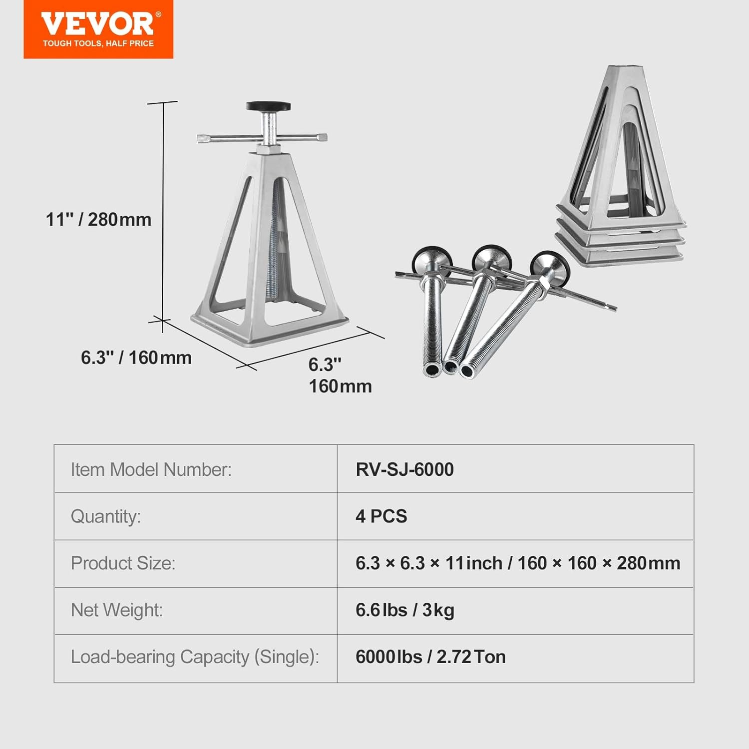 RV Stabilizer Jacks, 4 Pack Aluminum RV Leveling Jacks, RV Stack Jacks for