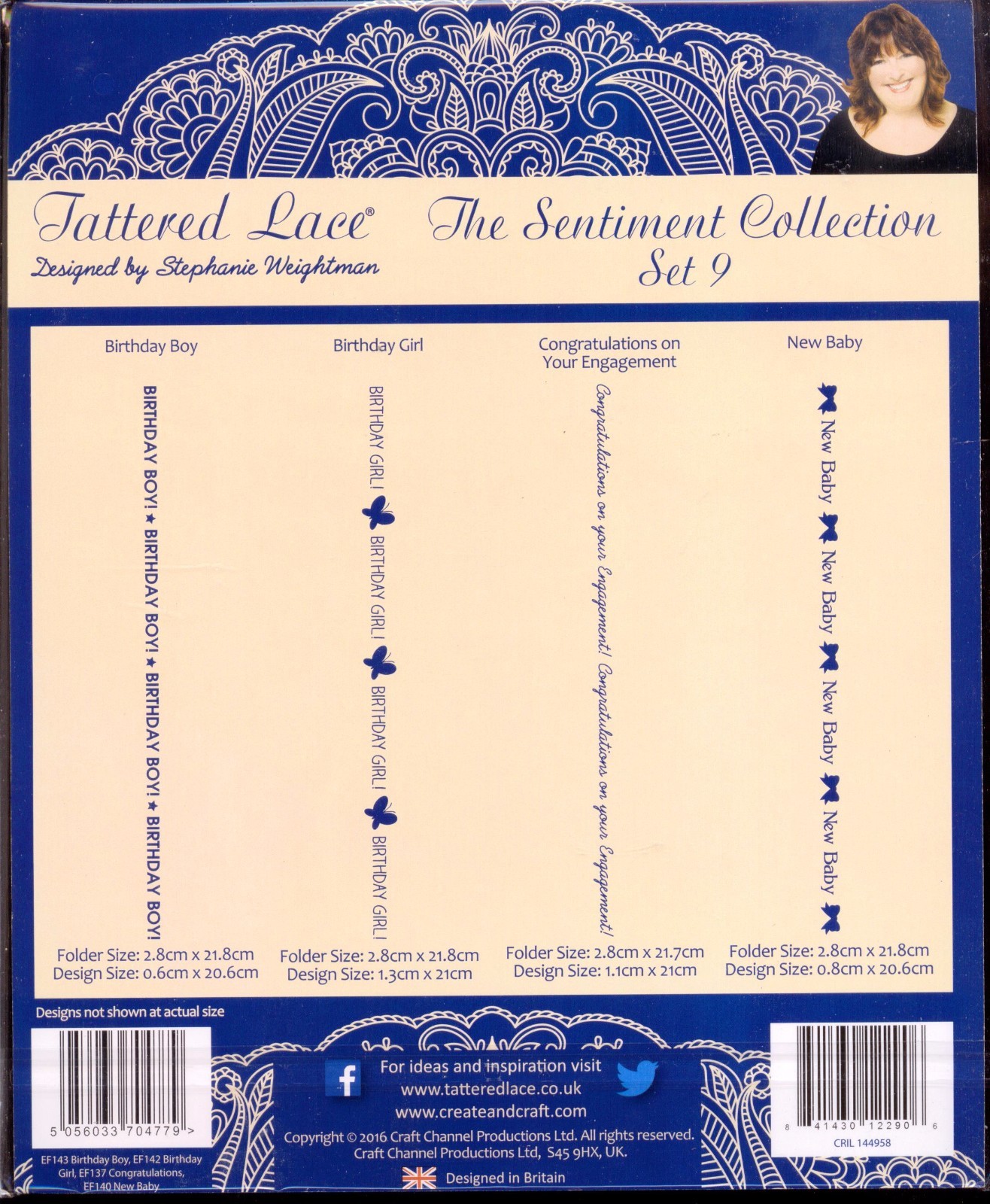 TATTERED LACE Embossing Sentiment Coll SET 9 New Baby Birthday Boy Girl