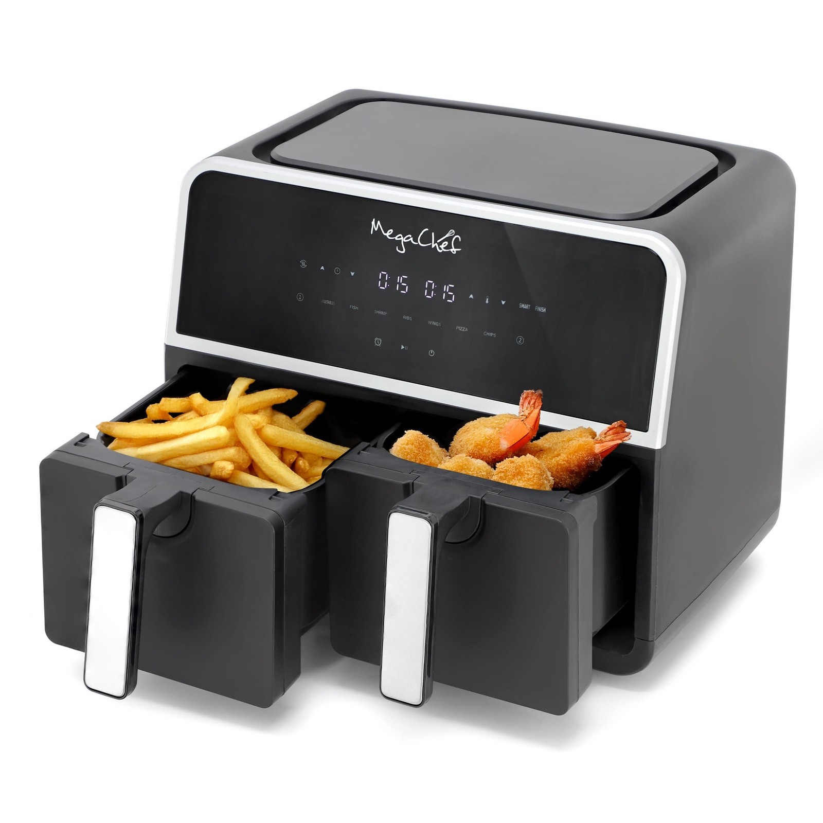 MegaChef Dual 4.8 Quart Fry Basket Digital Electric 1700W Adjustable Temperat...