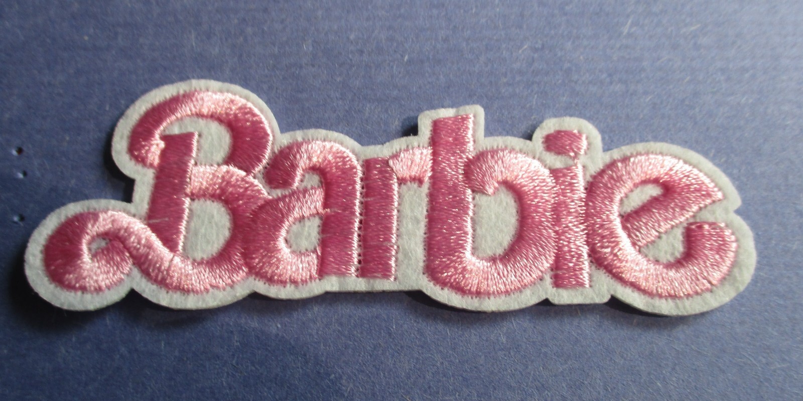 Barbie (Pink Letters White Background) New Iron-On Patch 3"