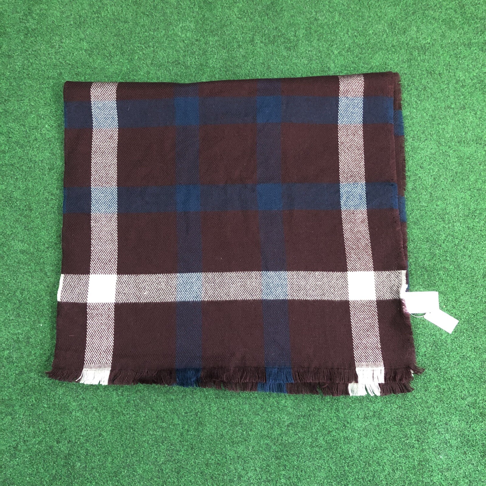 Gap Adult Scarf Burgundy Blue White One Size Plaid 100% Acrylic Winter