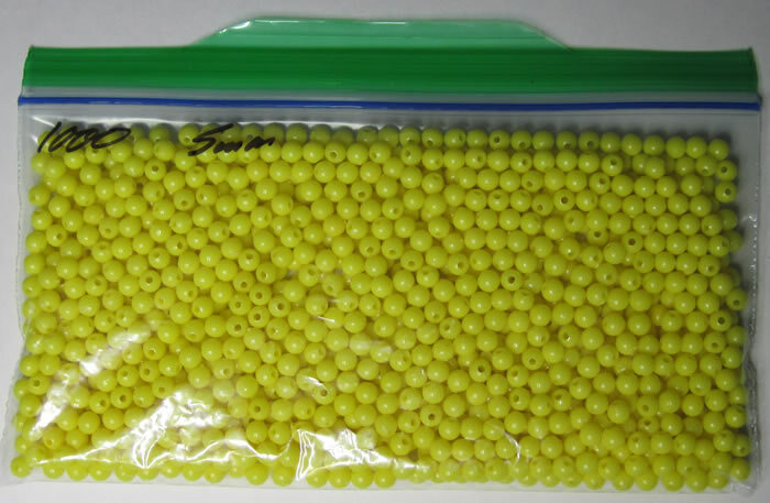 1000 5mm Yellow Round plastic beads CREATE YOUR OWN BAITS - walleye