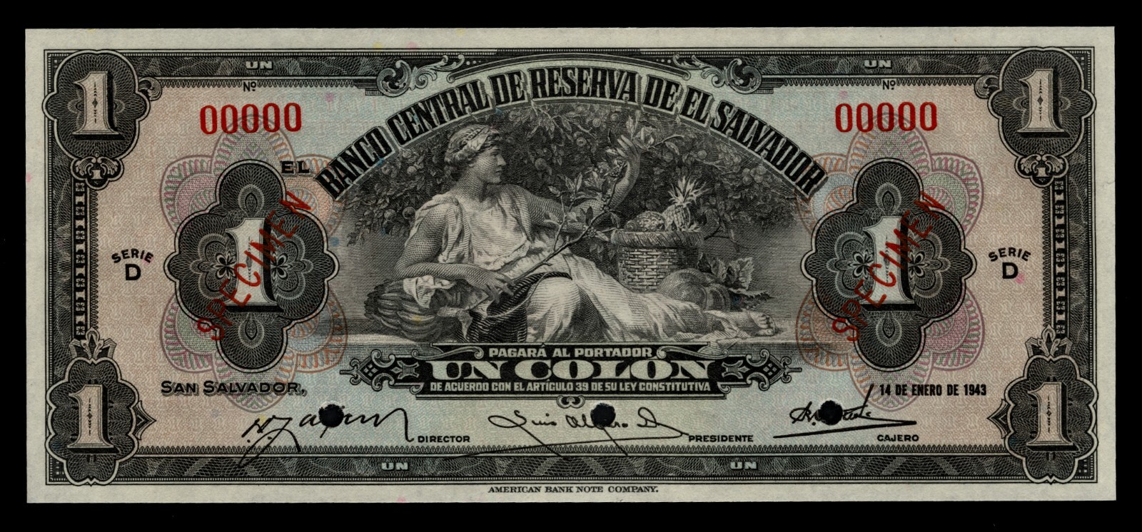 El Salvador P75v3 Specimen Banknote