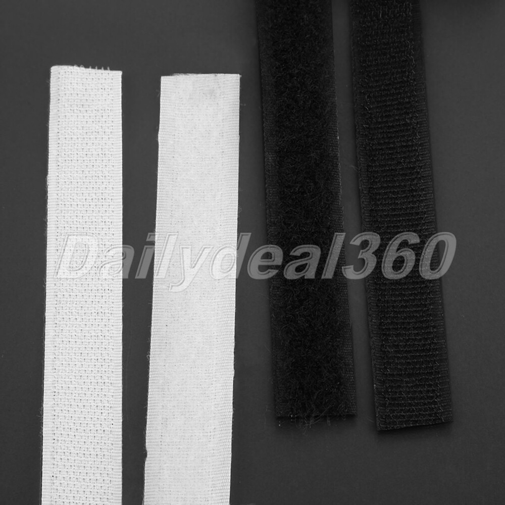 25m Hook and Loop Tape 2/2.5cm Width Sew-On Craft Fastener Tape White/Black