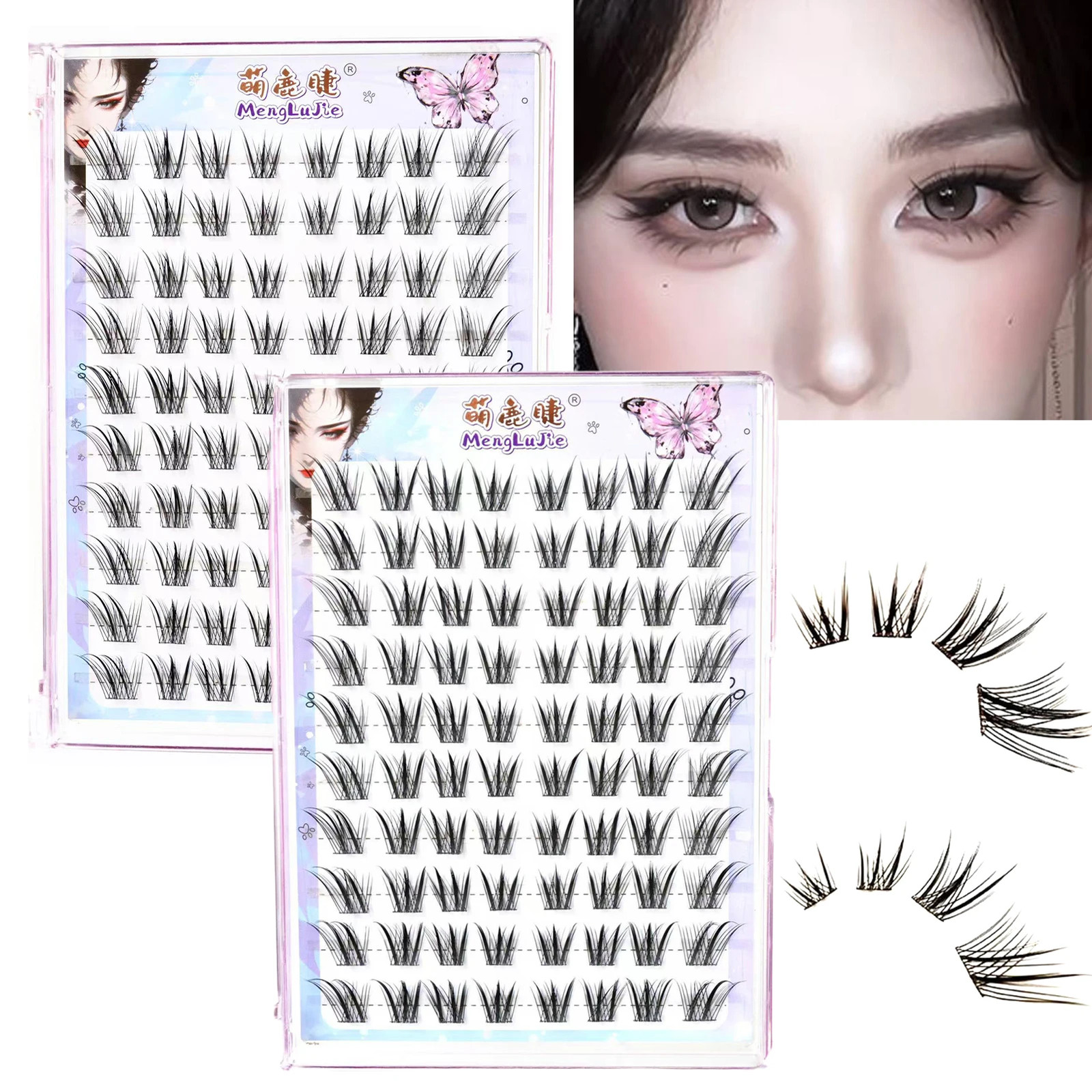 New Chinese Style False Eyelashes Foxes Style Dense Single Cluster Segmented Nat