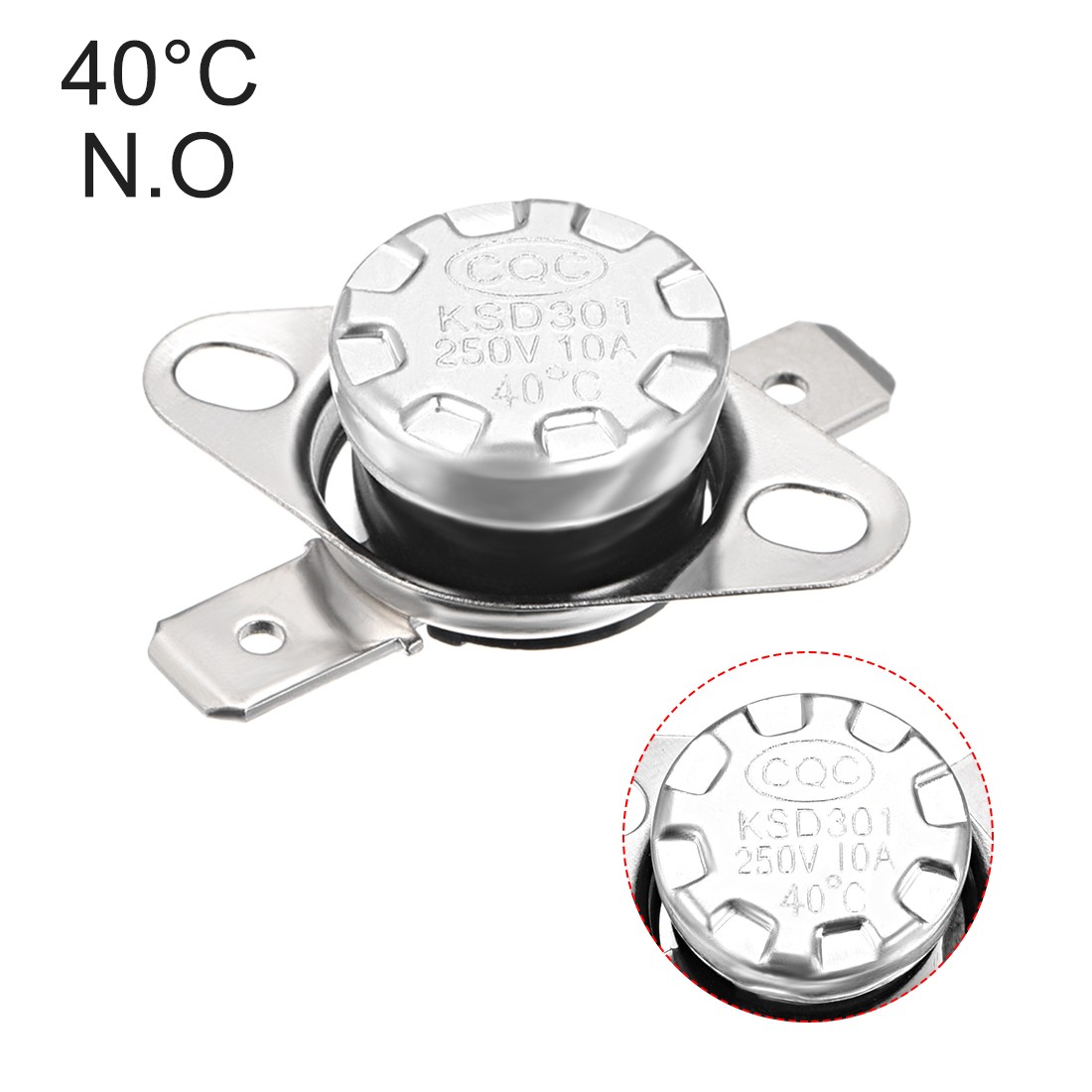 2Pack Temperature Control Switch Thermostat 40°C 10A Normally Open 6.3mm Pin