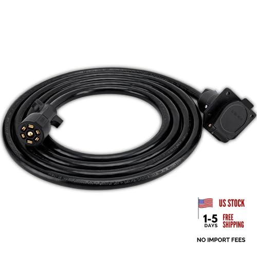 7 pin Trailer Extension (12 Feet)- 7 Way Trailer Plug Extension- 7 Blade 12 ft