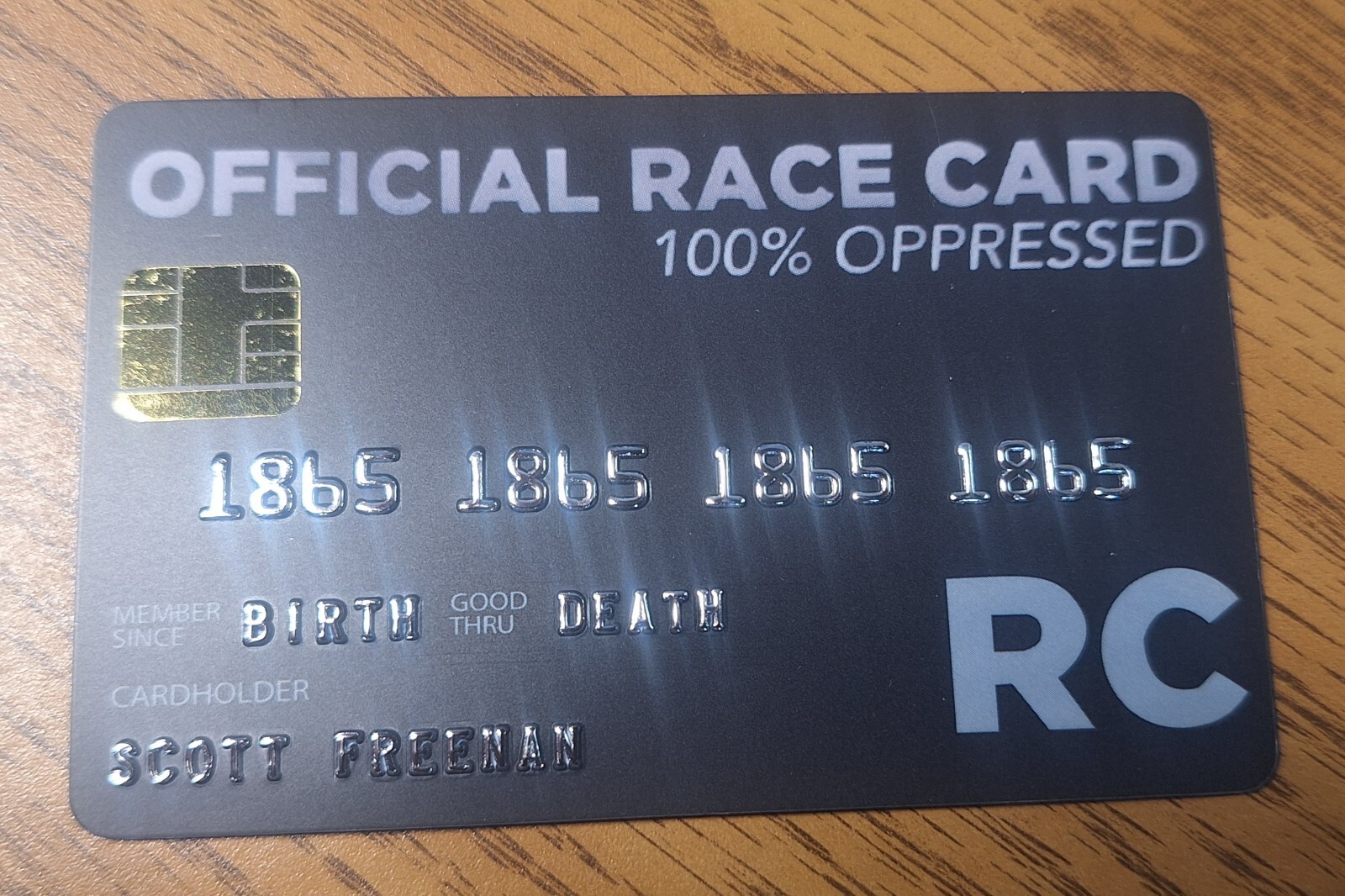 RACE CARD Gag Credit Card