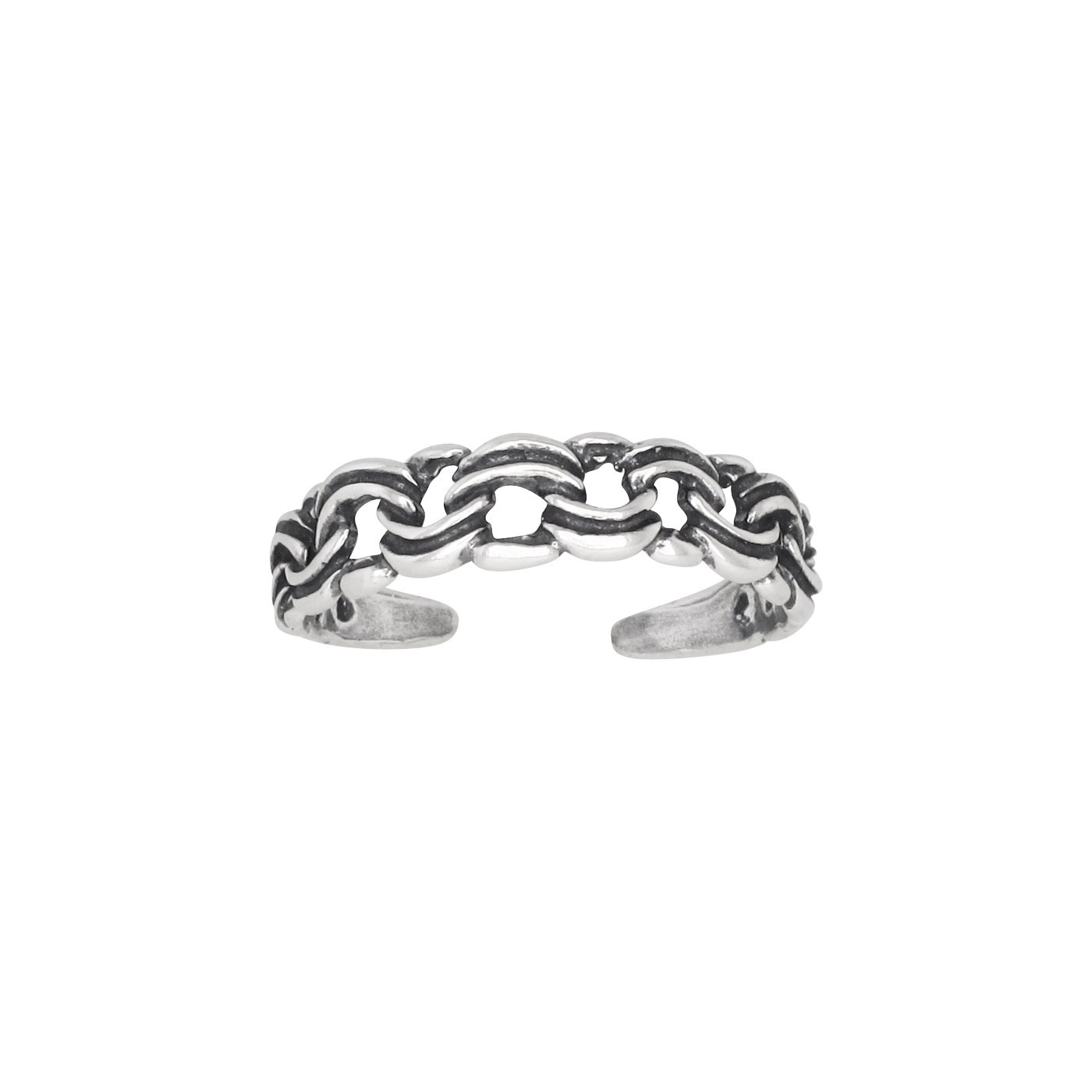 Sterling Silver .925 Chain Design Toe Ring adjustable size | Made In USA