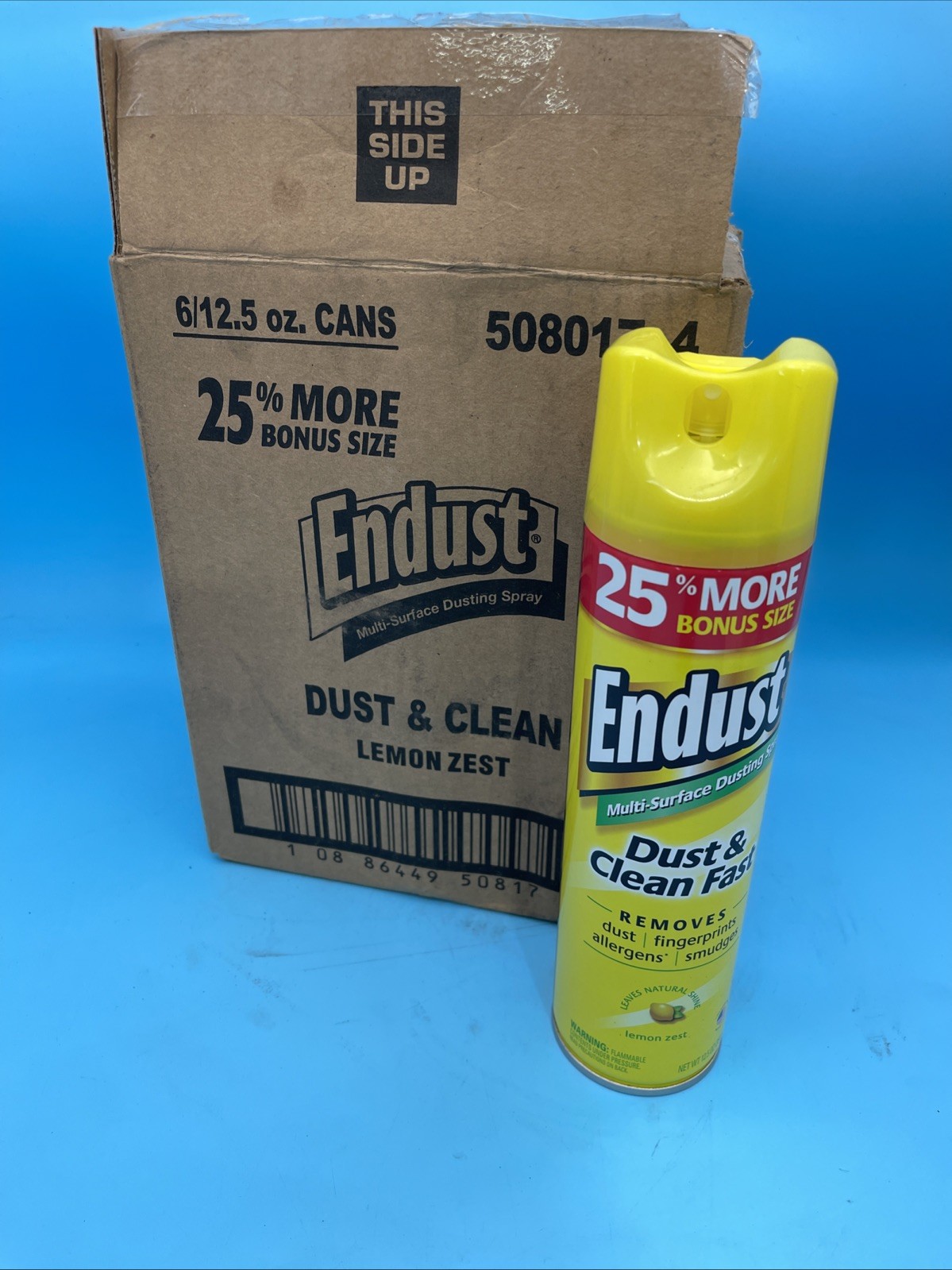6 Pack Endust Multi-Surface Dusting & Cleaning Spray, Lemon Zest, 12.5oz New