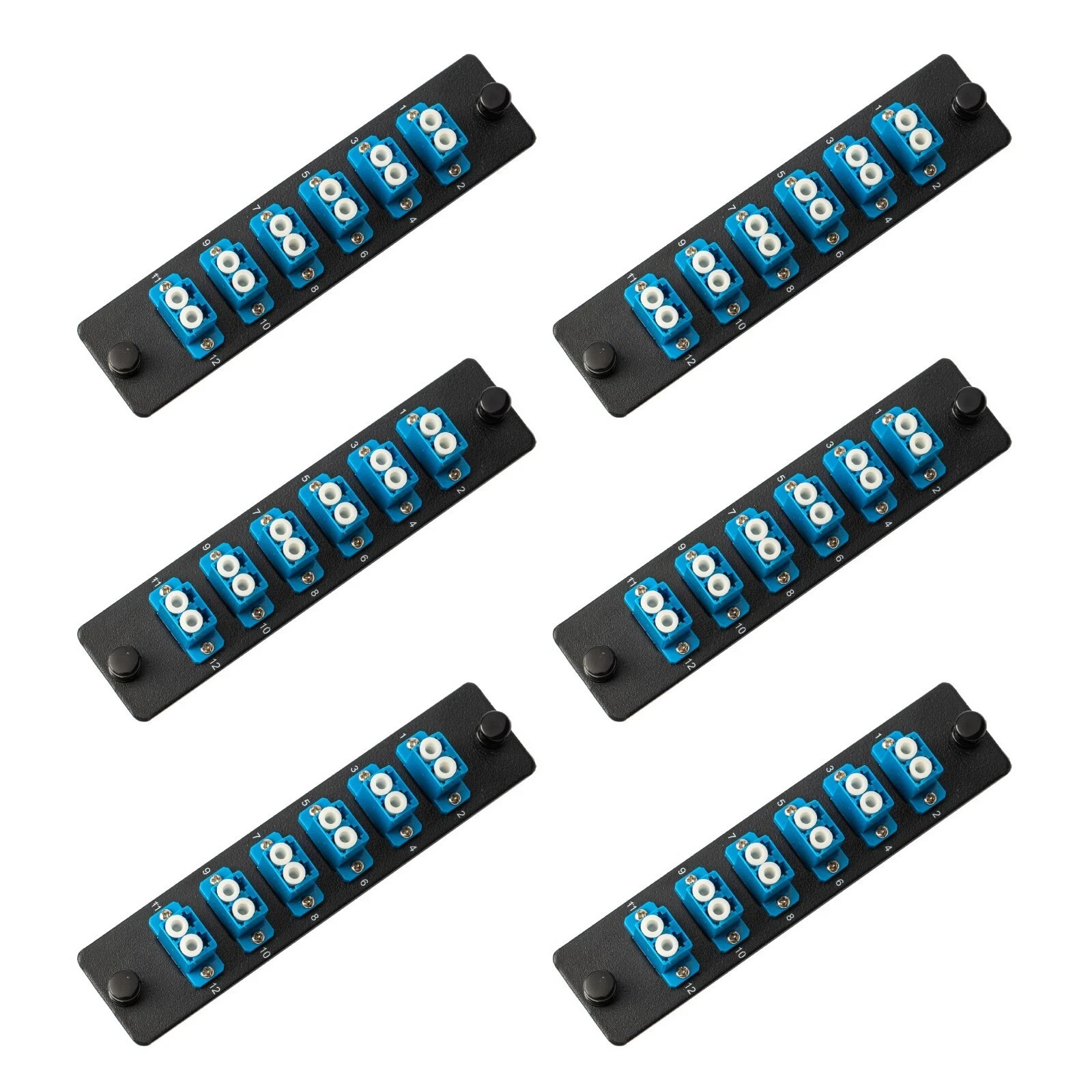 6-Pack 12-Port LGX Fiber Patch Panel with Numbered Ports + Preloaded LC Adapters
