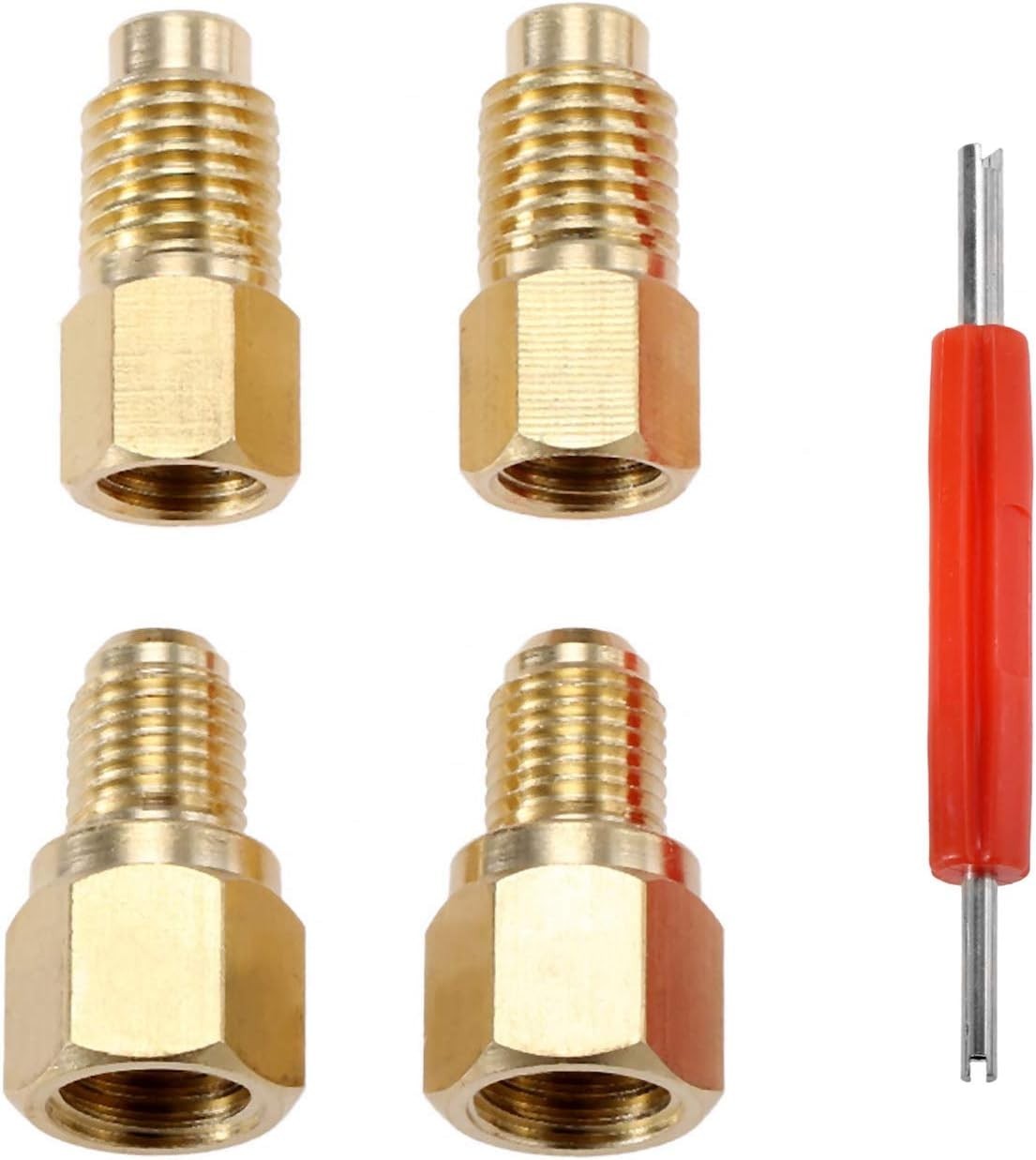 R12 to R134a Adapters, R134A Refrigerant Tank Adapter Kit with Valve Core R