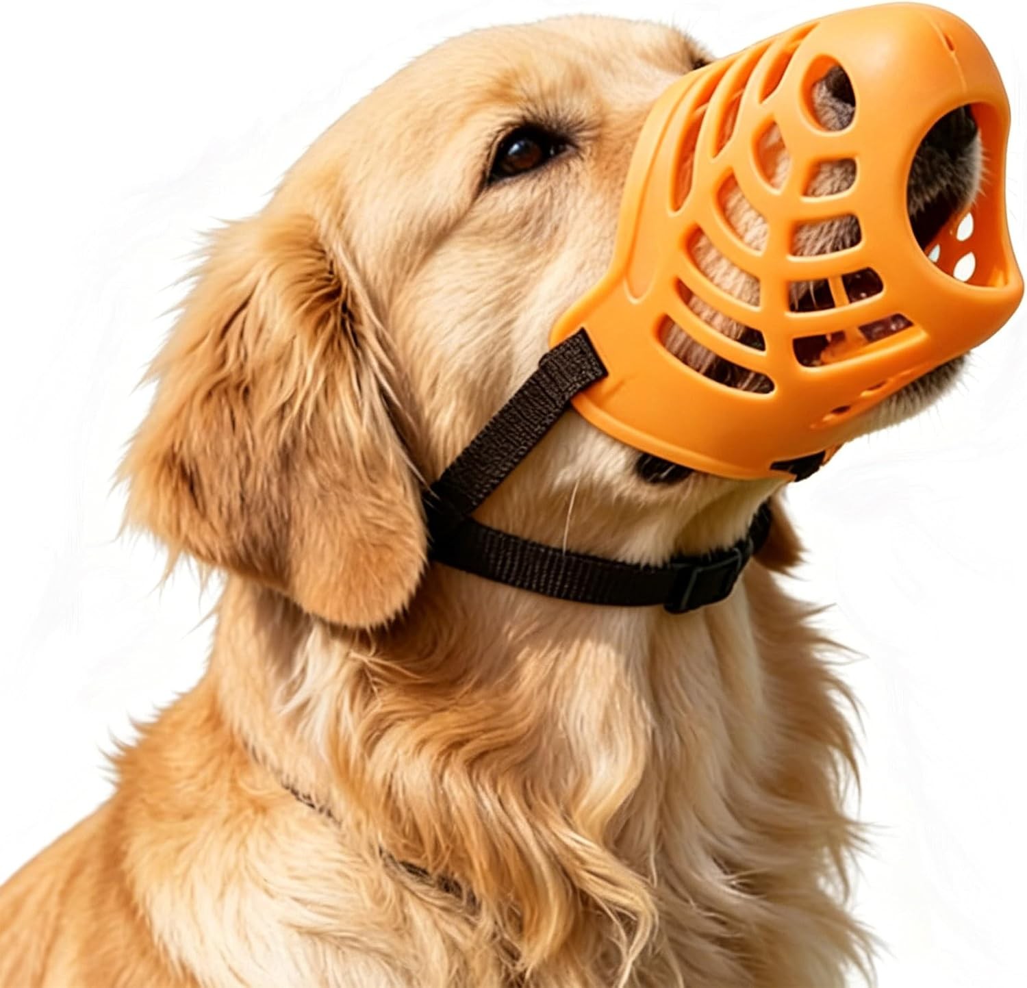 Soft Basket Silicone Dog Muzzle,Dog can Pant and Drink,Humane Cage Mouth Cover,B