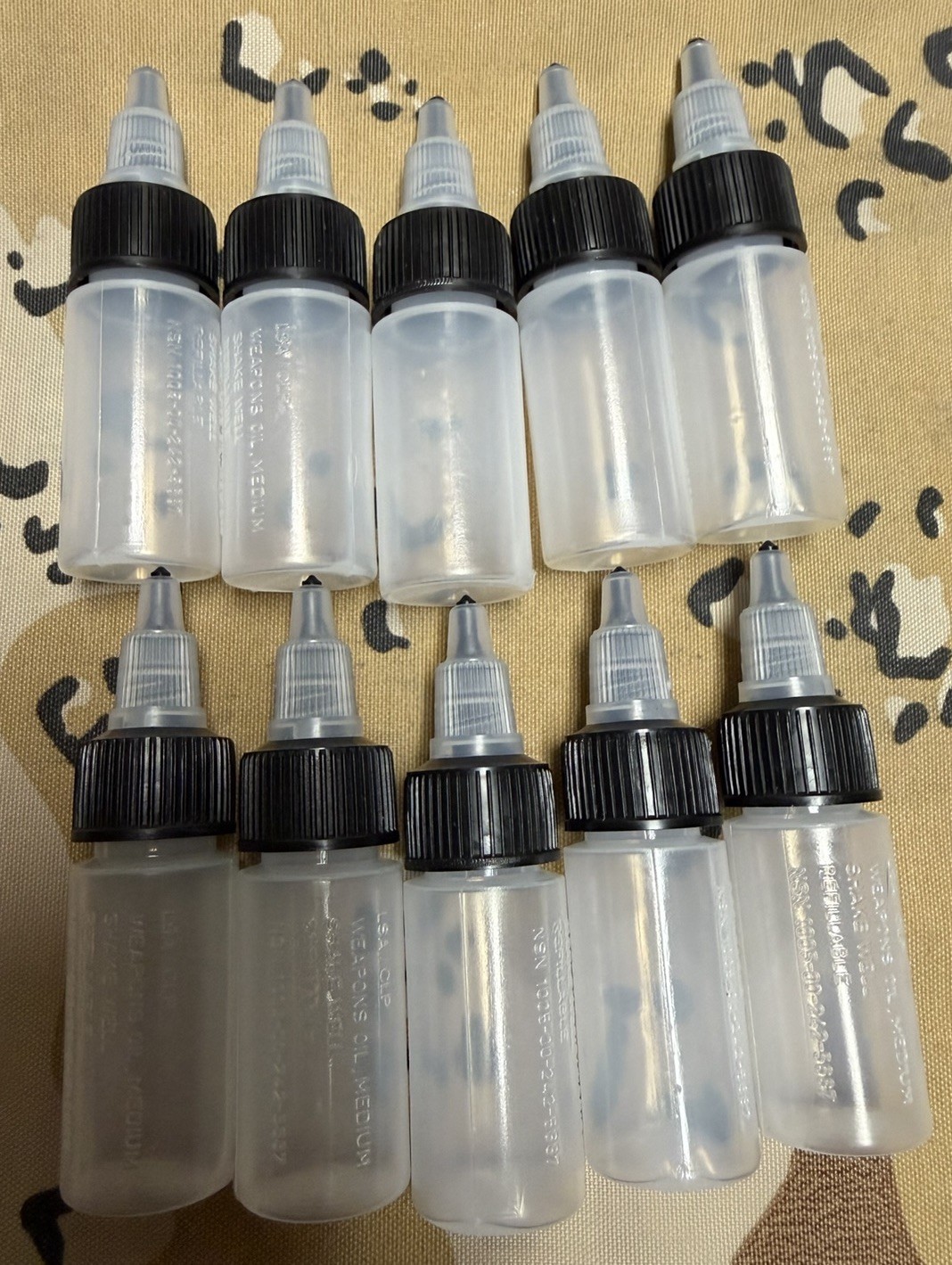 USGI Weapon Oil Bottle LSA CLP 1/2oz Military Cleaning Clear 10 Pack Empty NOS