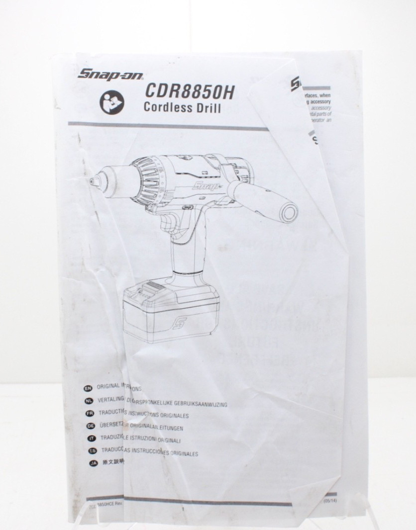 Snap-on ZCDR8850HCE Manual For CDR8850H Cordless Drill Original USA