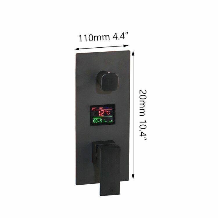 Concealed Box Black 2-way Digital Display Shower Diverter Mixer Control Valve