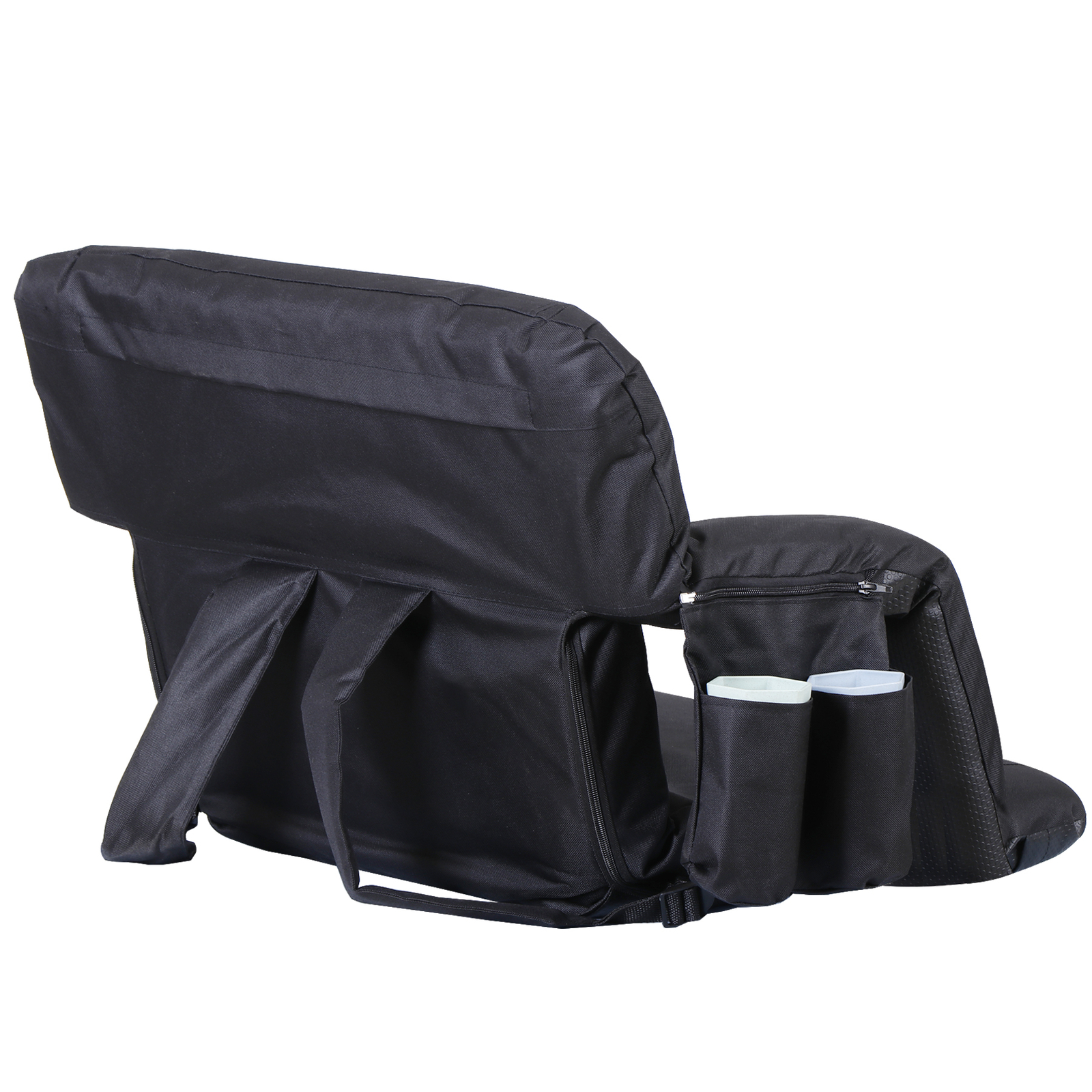2X Folding Reclining Stadium Chairs forBleachers with Back and Arm Support Black