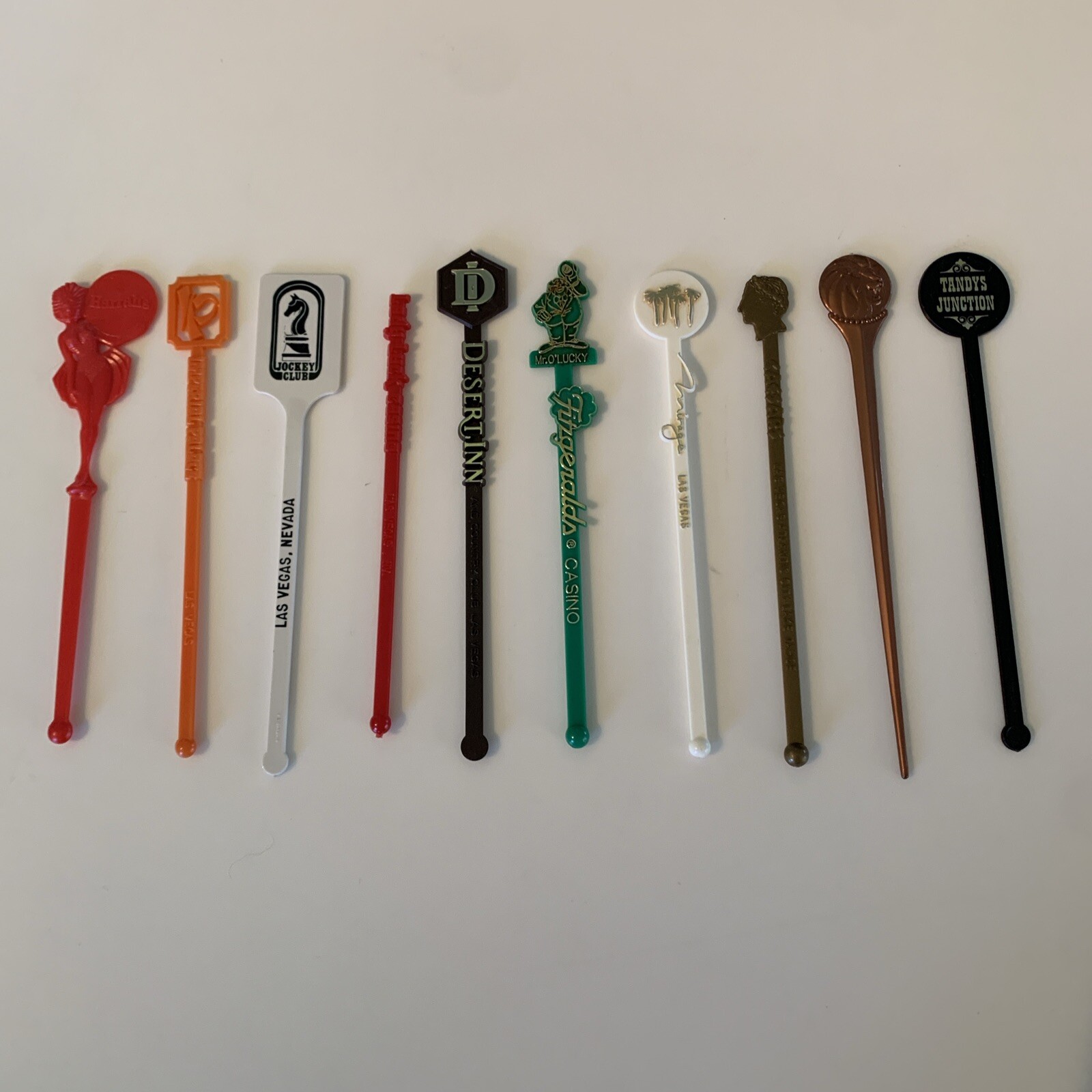 Vintage Las Vegas Casino Hotel Swizzle Stir Sticks Drink Stirrers Lot of 10 EUC