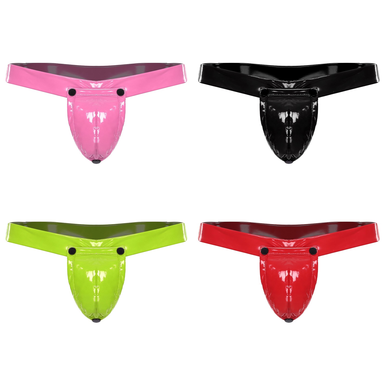 Men Underwear Faux Leather Briefs Shiny Lingerie Bulge Pouch Panties Wet Look
