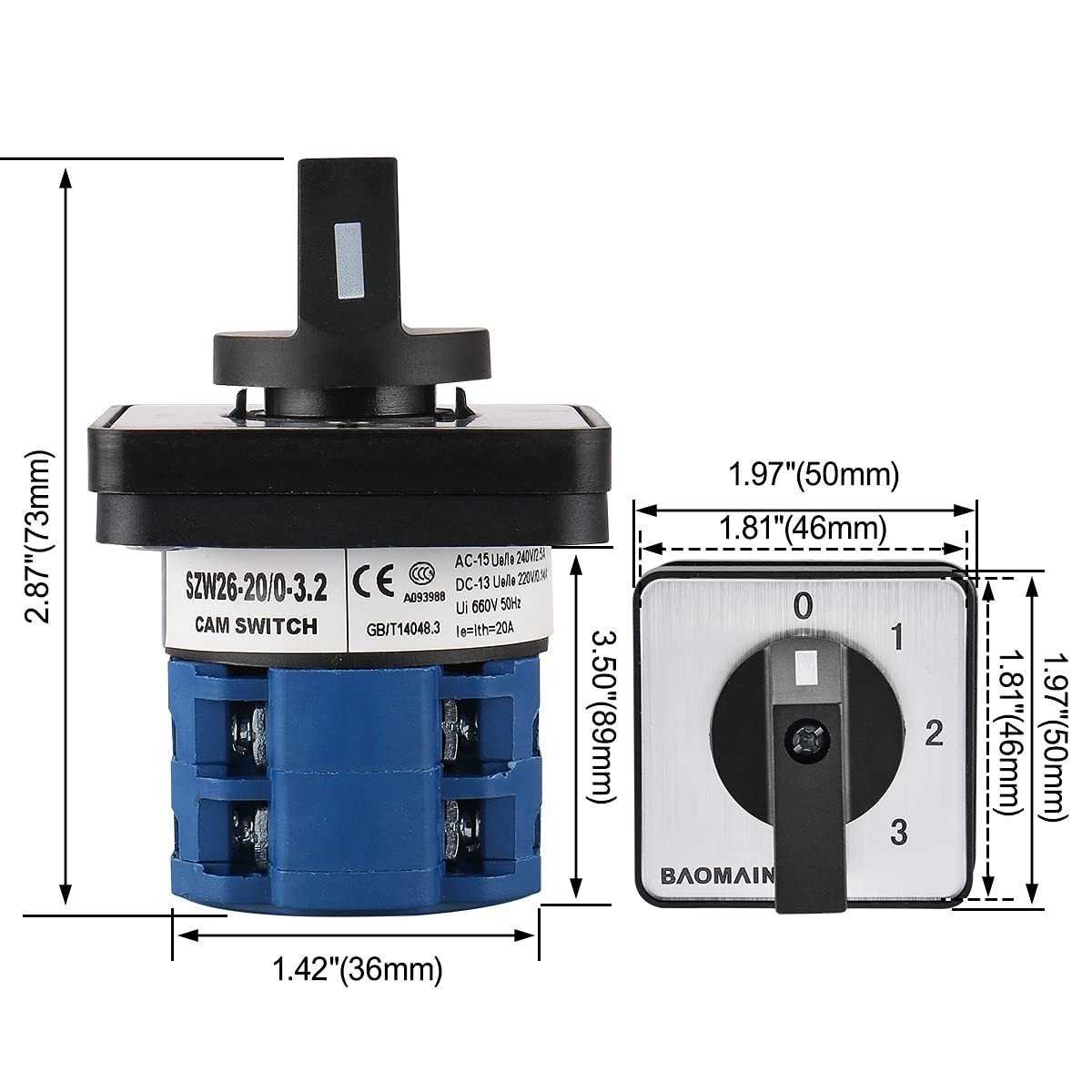4-Position 20A 660V Rotary Switch - Reliable Control for Industrial Applications