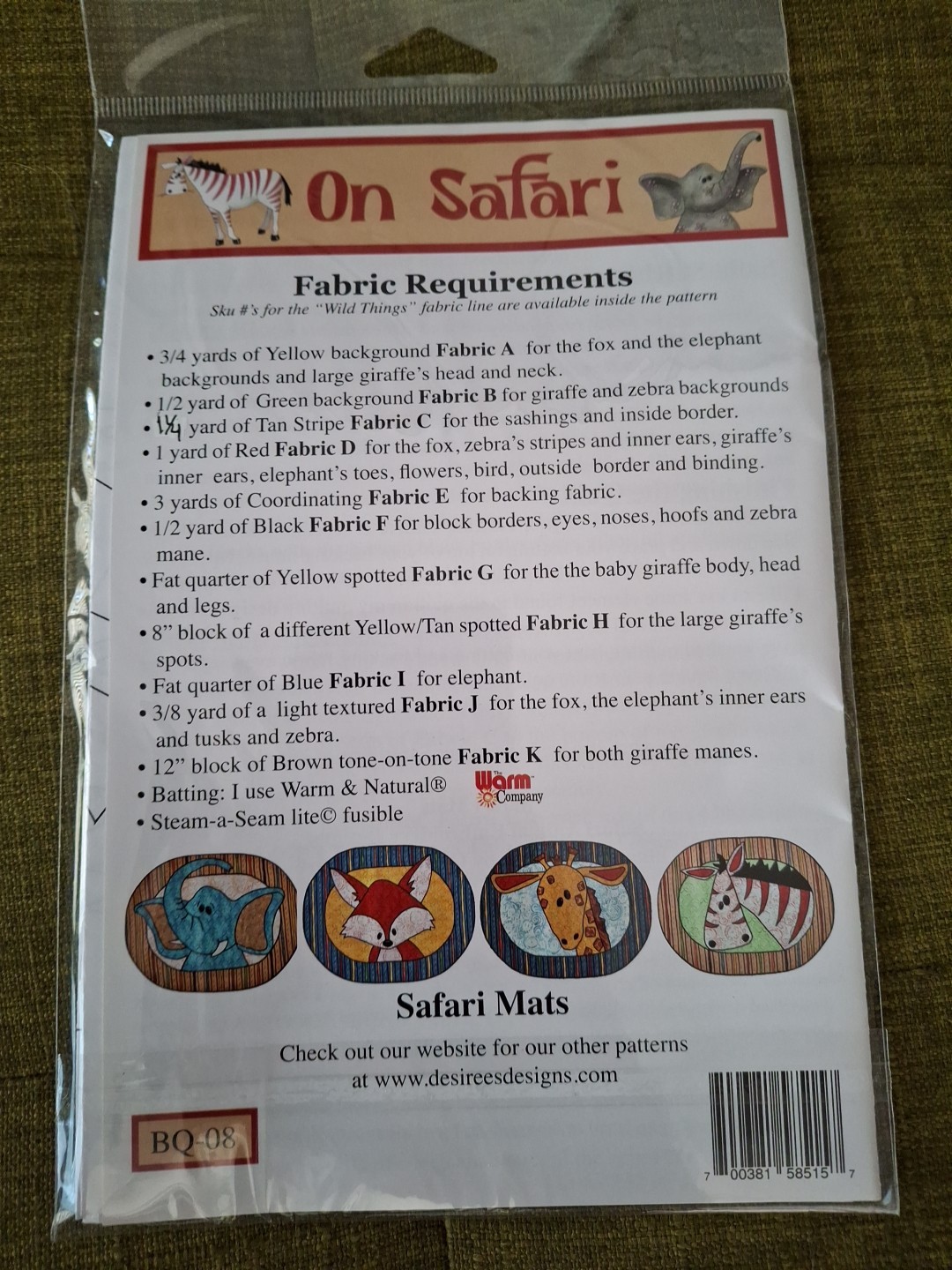 On Safari Desiree's Designs Quilt Pattern