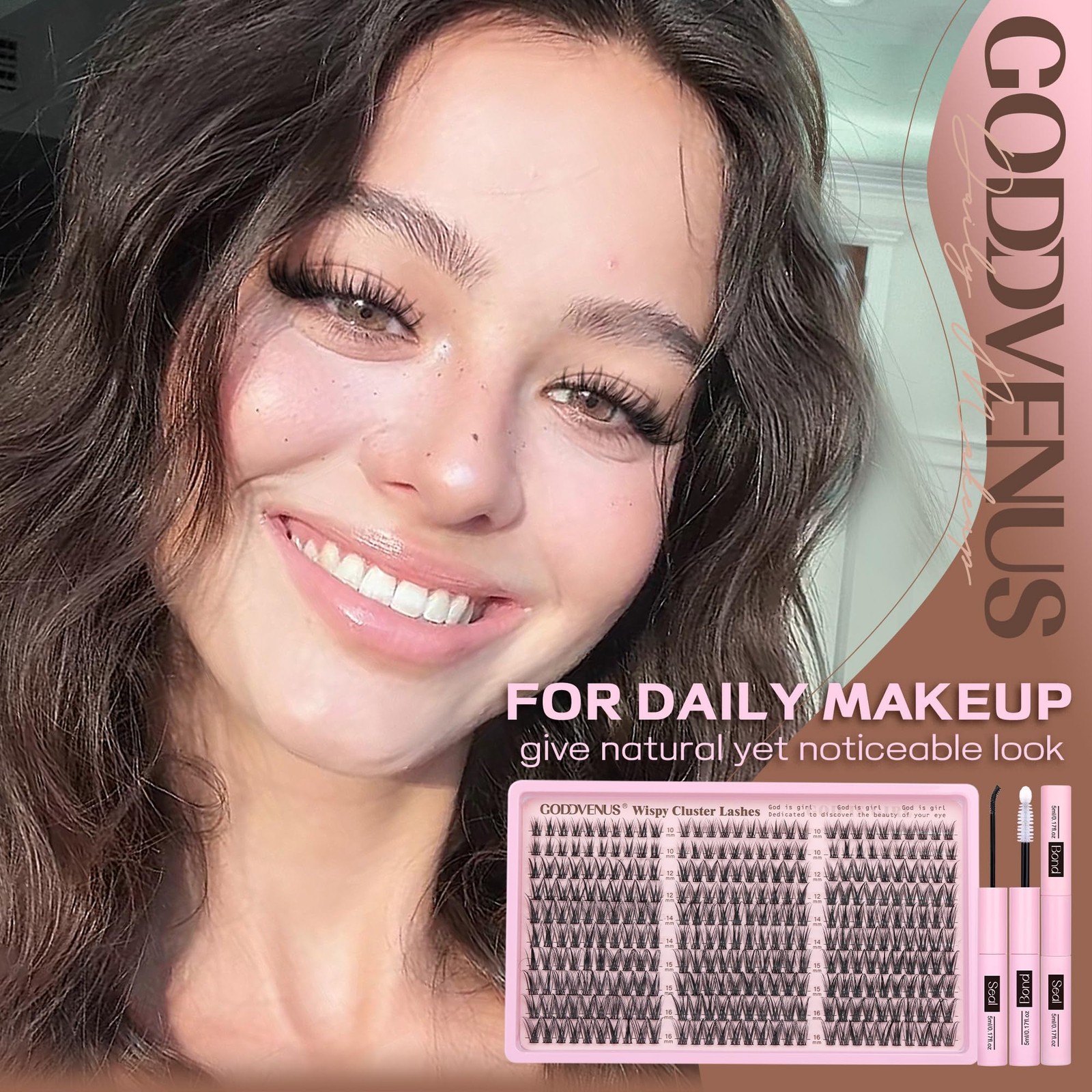 Goddvenus Lash Clusters Kit Wispy Eyelash Lashes Natural DIY black
