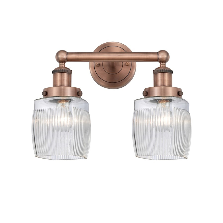 Innovations Colton 2Lt 15" Bath Light, Copper/Clear Crackle - 616-2W-AC-G302