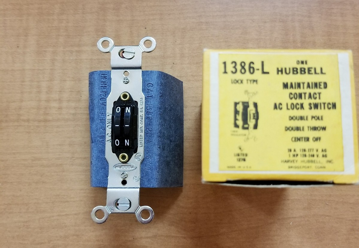 Hubbell maintained contact AC lock switch 1386-L NEW
