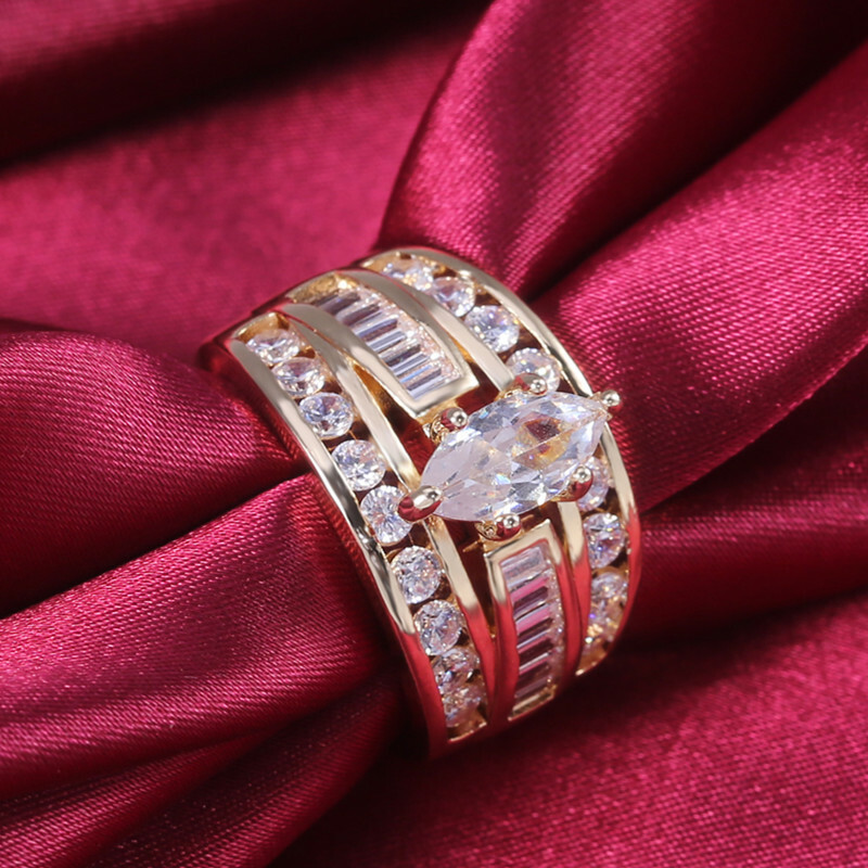 Fashion 18k Gold Plated Rings for Women Cubic Zirconia Wedding Jewelry Size 6-10
