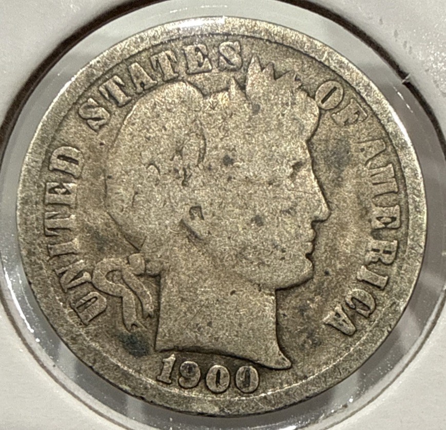 1900 Barber Dime 10C US Silver Coin - G (U323)