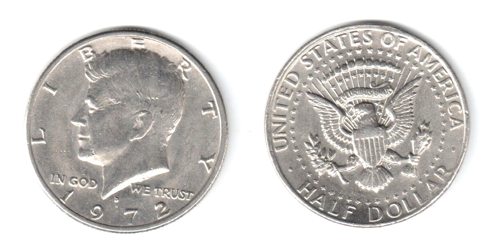1972 D KENNEDY HALF DOLLAR  AVERAGE CIRCULATED **FREE SHIPPING**