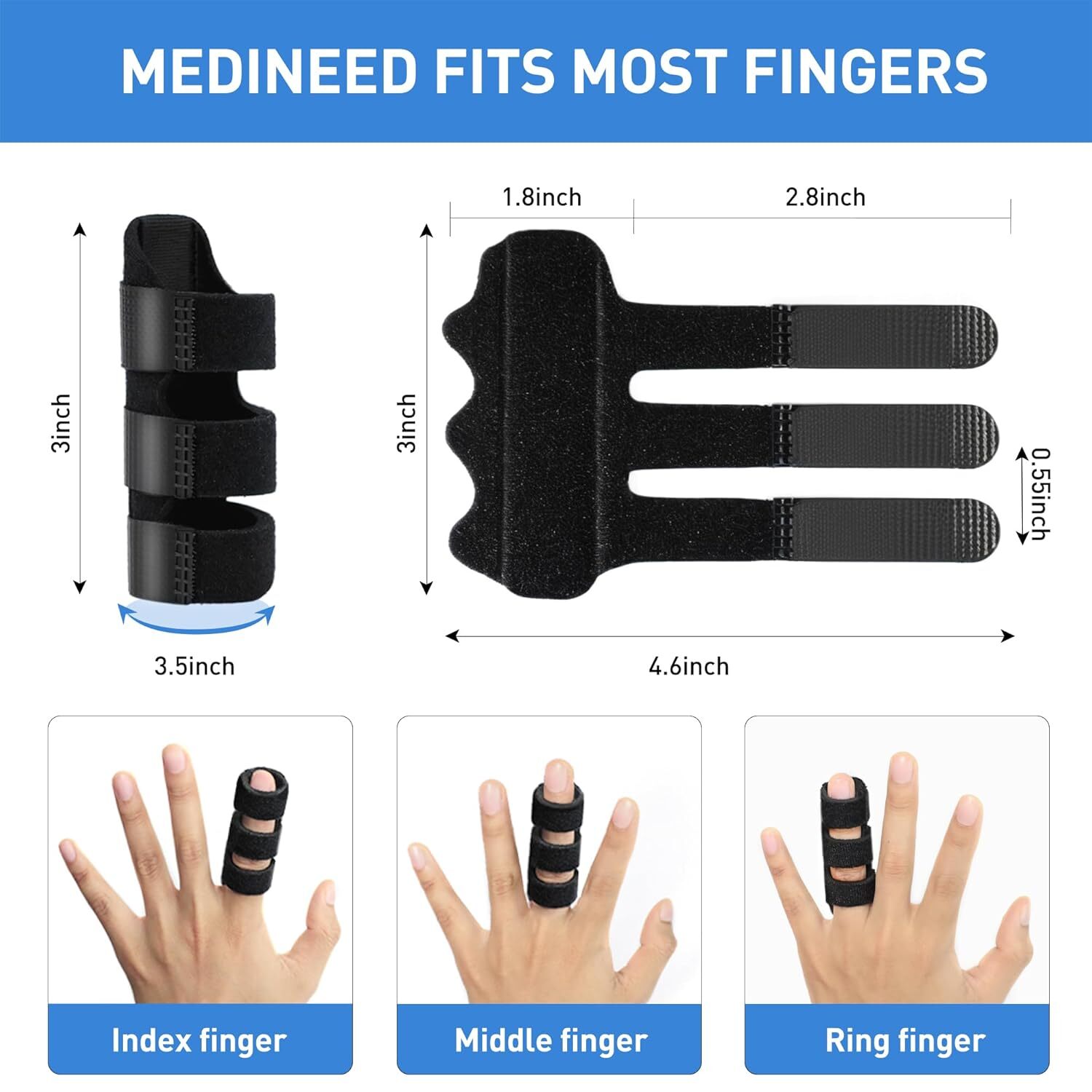 2PCS Finger Ice Pack & Trigger Splint, Thumb One Size, Blue+Black