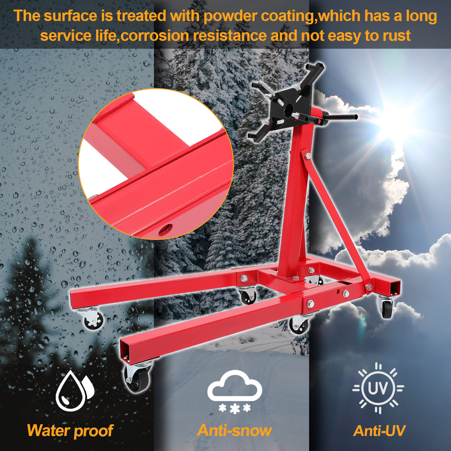 Engine Stand 2000LBS Motor Hoist Dolly 360 Degree Adjustable Mounting Head