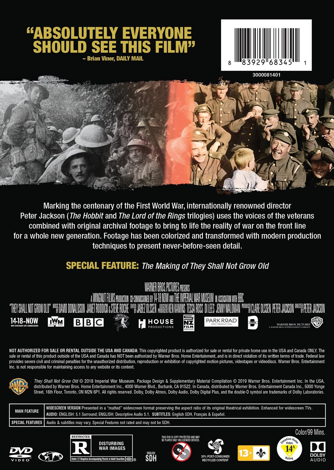 They Shall Not Grow Old DVD NEW