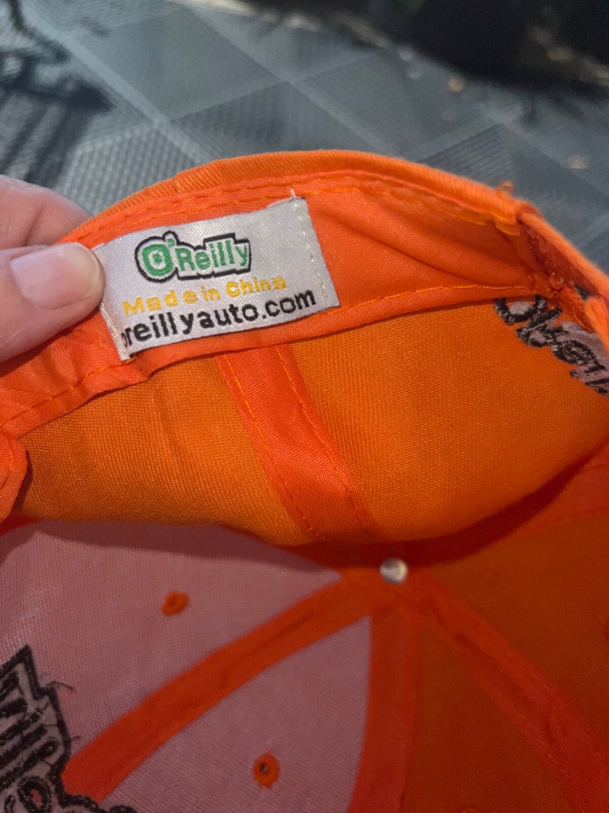 O’Reilly Auto Parts Orange w Black Hat Cap Hook Loop EUC