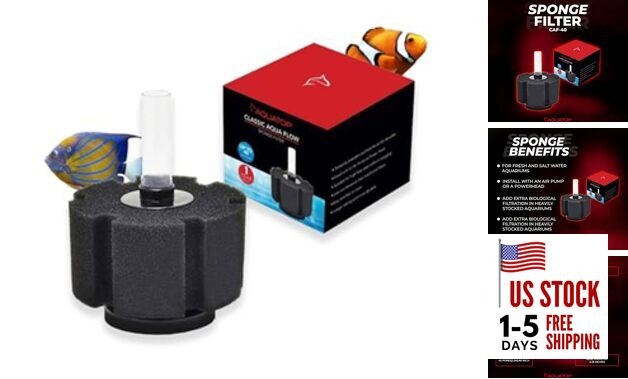 Internal Sponge Filter – for Aquariums Up tolons – Compatible with Air 40 Gal