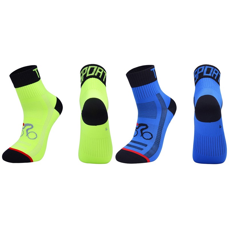 2 Pairs Cycling Socks Road Riding Bicycle Bike Sports Ankle Socks XC Blue Green