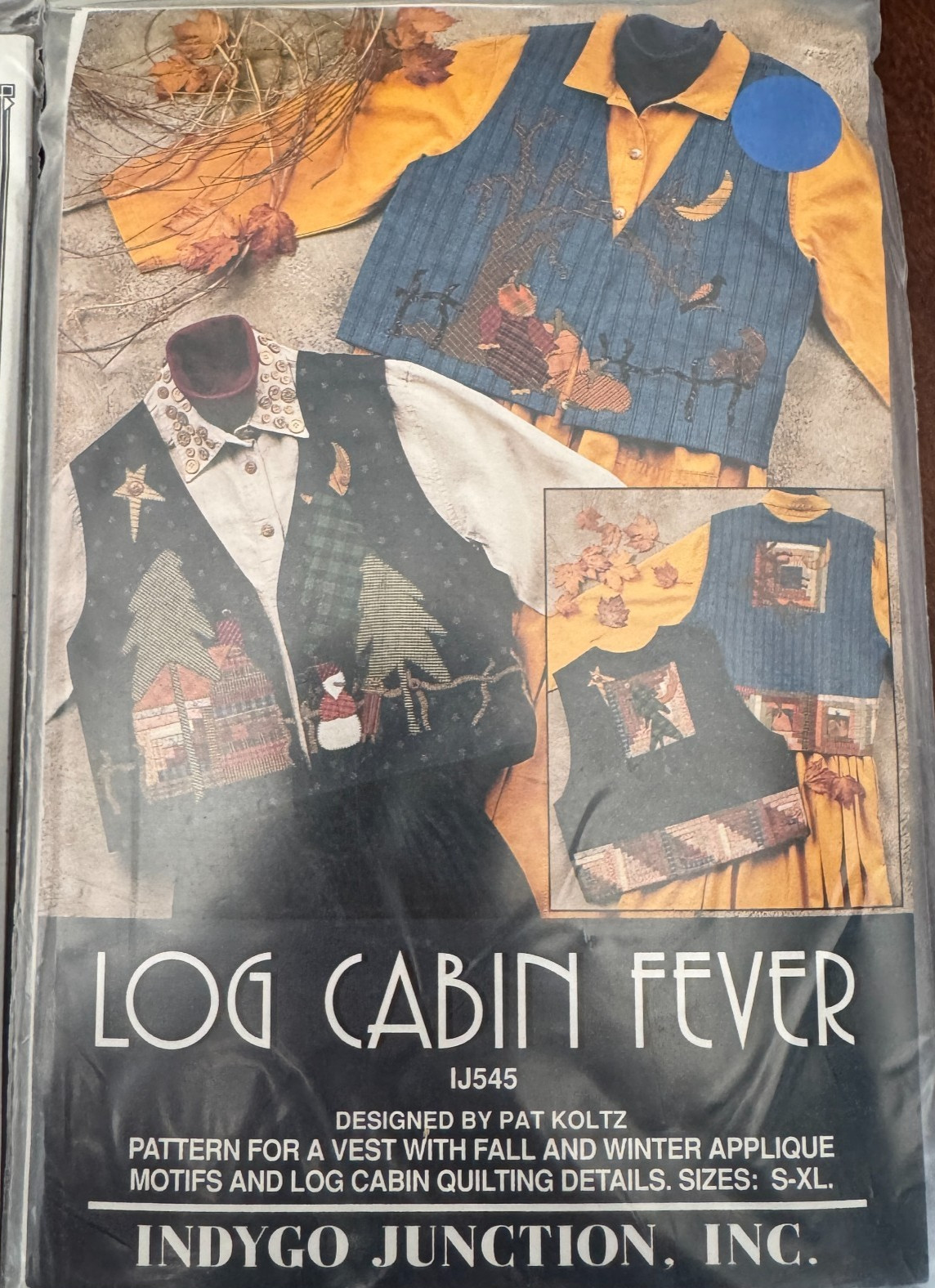 INDYGO JUNCTION LOG CABIN FEVER by PAT KOLTZ - Two Vests sizes S-XL