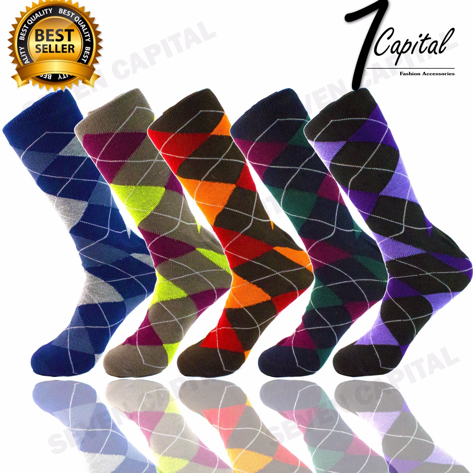 12 Pairs Dozen Men Funky Fashion Colorful Pattern Casual  Dress Socks Size 10-13