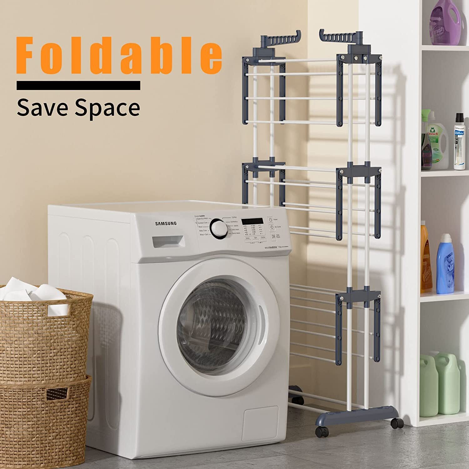 Folding Clothes Drying Rack Stainless Steel Laundry Rack Storage Stand Portable